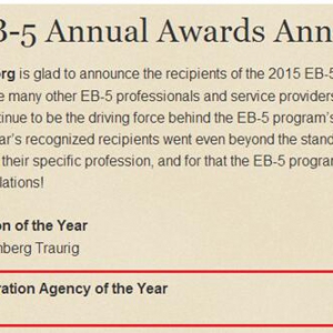 【转载】世贸通获评2015年度最佳EB-5移民机构