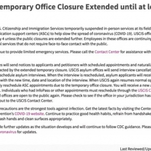 【移民快讯】美移民局再次延迟地方办公室开放时间至5月3日